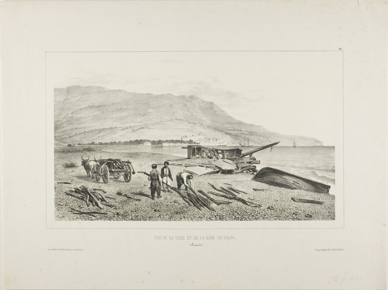 Näkymä Jaltan kylään ja lahdelle, Krim, 15. elokuuta 1837. tekijältä Denis Auguste Marie Raffet