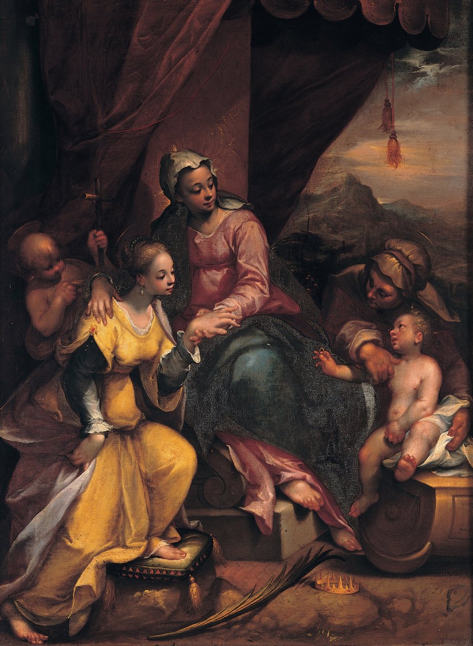 Pyhän Katariinan mystinen häät, 1590 tekijältä Denis Calvaert