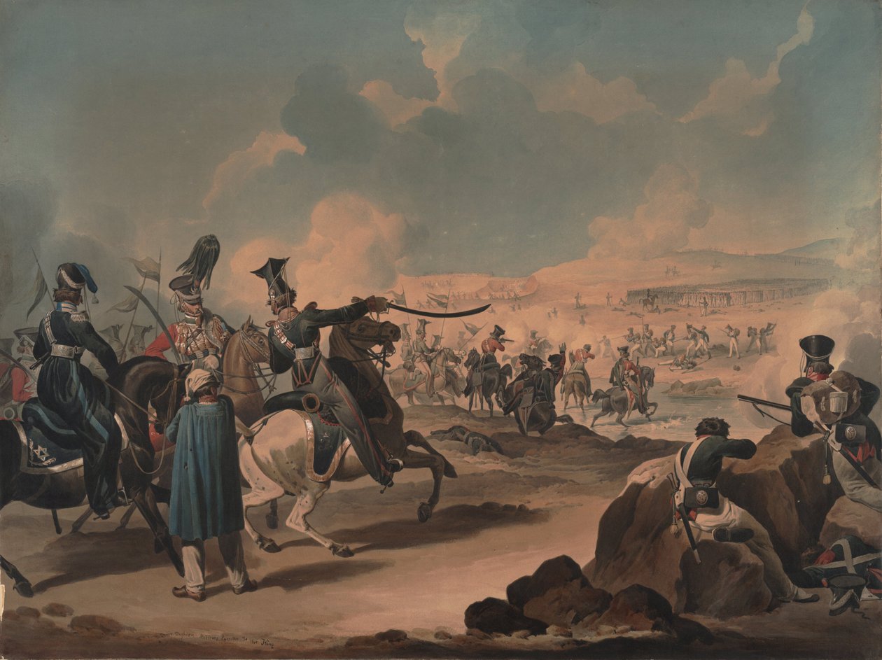 Venäläinen ratsuväki hyökkäsi ranskalaisten jalkaväkeä vastaan Borodinossa, noin 1813 tekijältä Denis Dighton