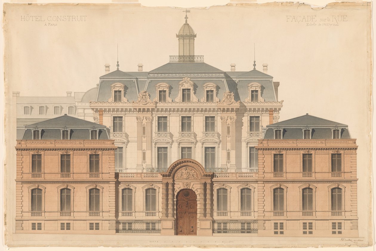 Esittelypiirros Hôtel de Camondosta tekijältä Denis Louis Destors