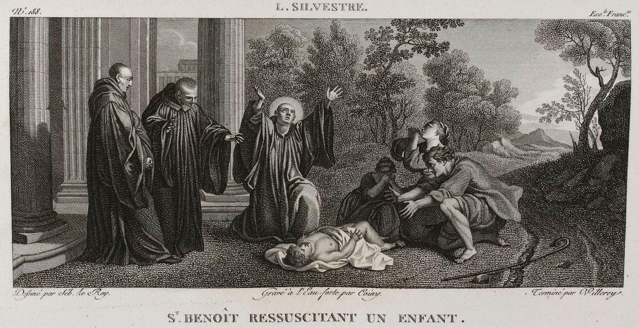 Denis-Sébastien Leroy, Antoine-Claude-François Villerey et Coiny - Saint Benoît lasta elvyttämässä, Louis de Silvestren mukaan - 1802-1815 tekijältä Denis Sebastien Leroy