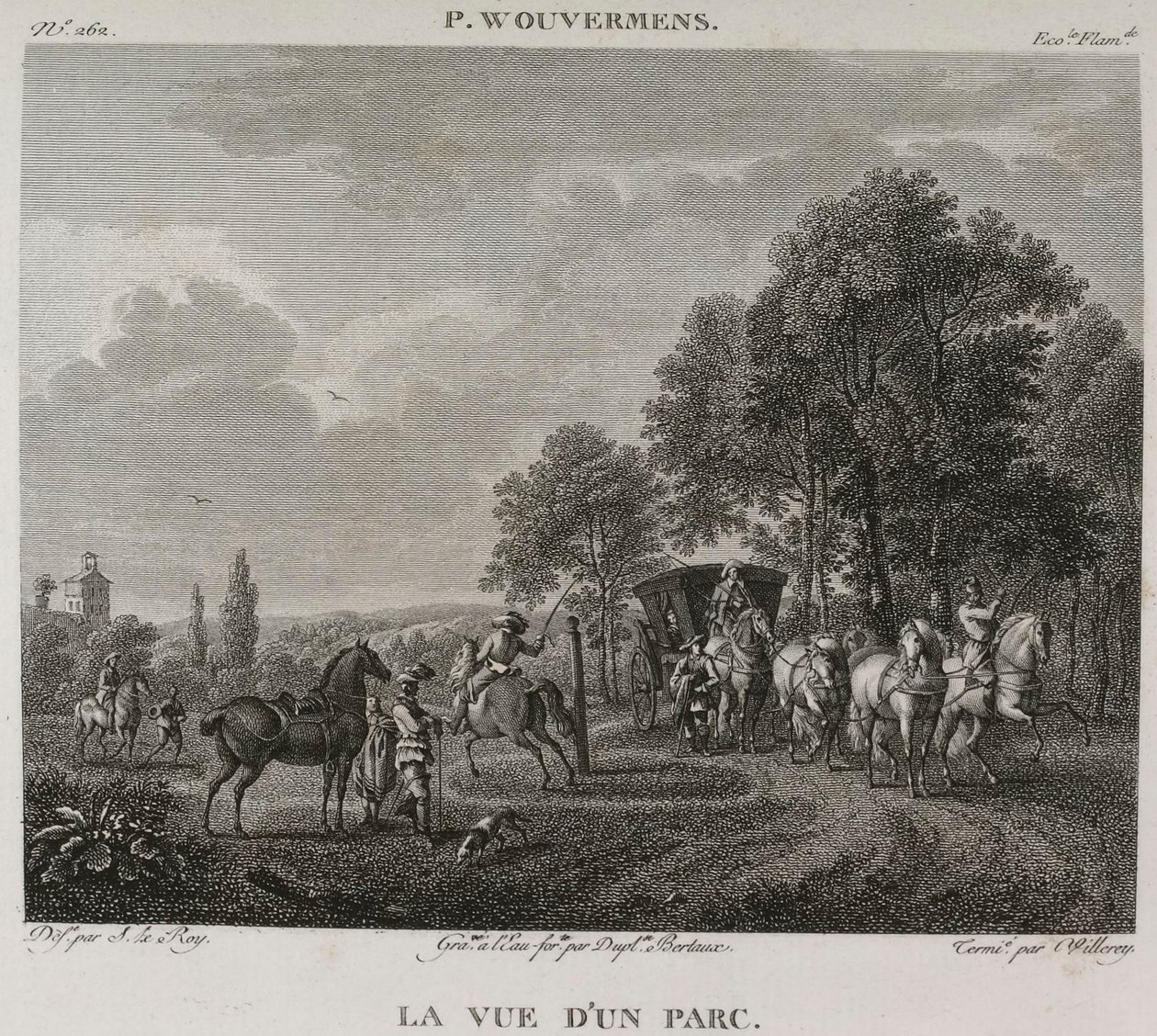 Denis-Sébastien Leroy, Antoine-Claude-François Villerey ja Jean Duplessis-Bertaux - Näkymä puistoon, Wouwermanin mukaan - 1802-1815 tekijältä Denis Sebastien Leroy
