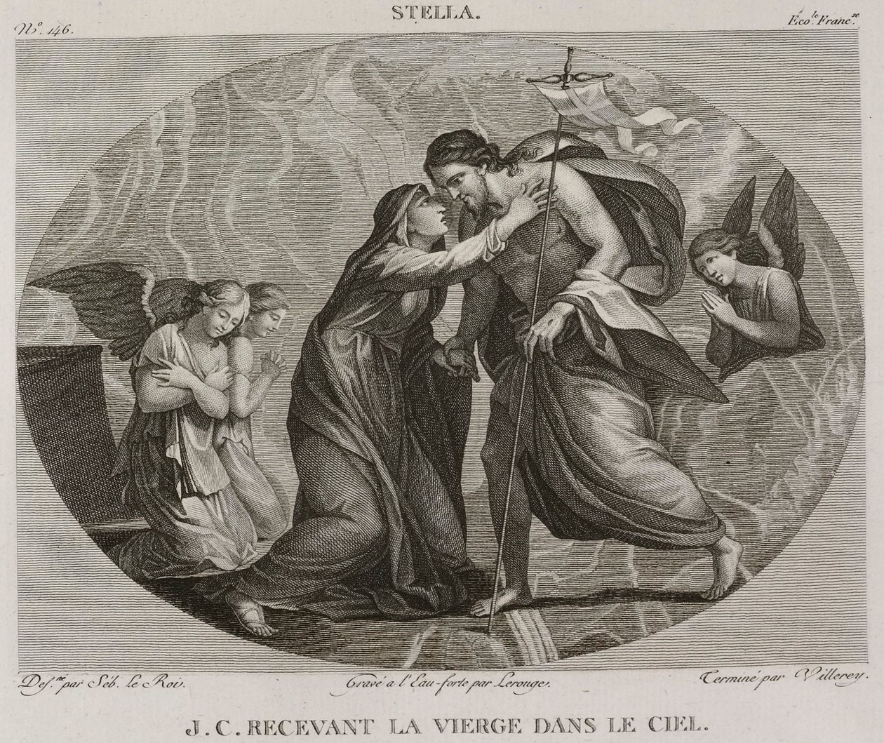 Denis-Sébastien Leroy, Antoine-Claude-François Villerey et Lerouge - Jeesus Kristus vastaanottaa Neitsyt Marian taivaassa, Jacques Stellan mukaan - 1802-1815. tekijältä Denis Sebastien Leroy