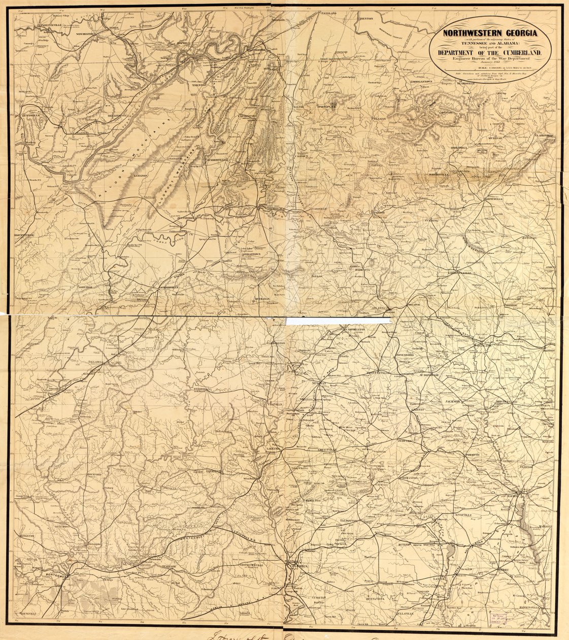 Luoteis-Georgia (ja osia viereisistä Tennesseen ja Alabaman osavaltioista) on osa Cumberlandin departementtia tekijältä Denis; United States. War Department. Engineer Bureau Callahan