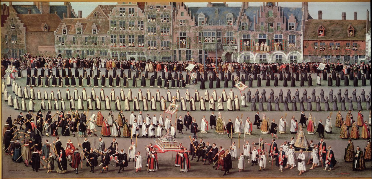 Ommeganck Brysselissä vuonna 1615: Notre Dame de Sablonin kulkue, 1616 (yksityiskohta Arkkiherttuatar Isabellan voitosta) (katso myös 187569) tekijältä Denys van Alsloot
