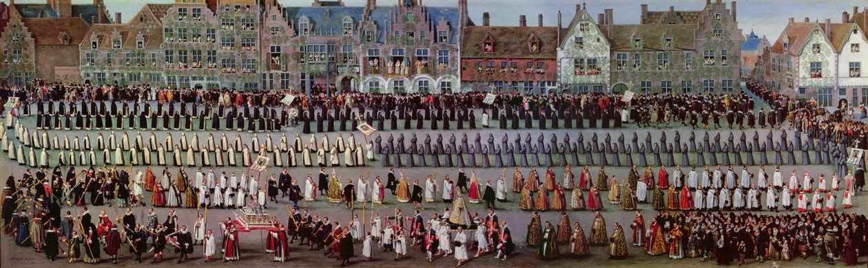 Ommegang Brysselissä 31. toukokuuta 1615: Notre Dame de Sablonin kulkue tekijältä Denys van Alsloot