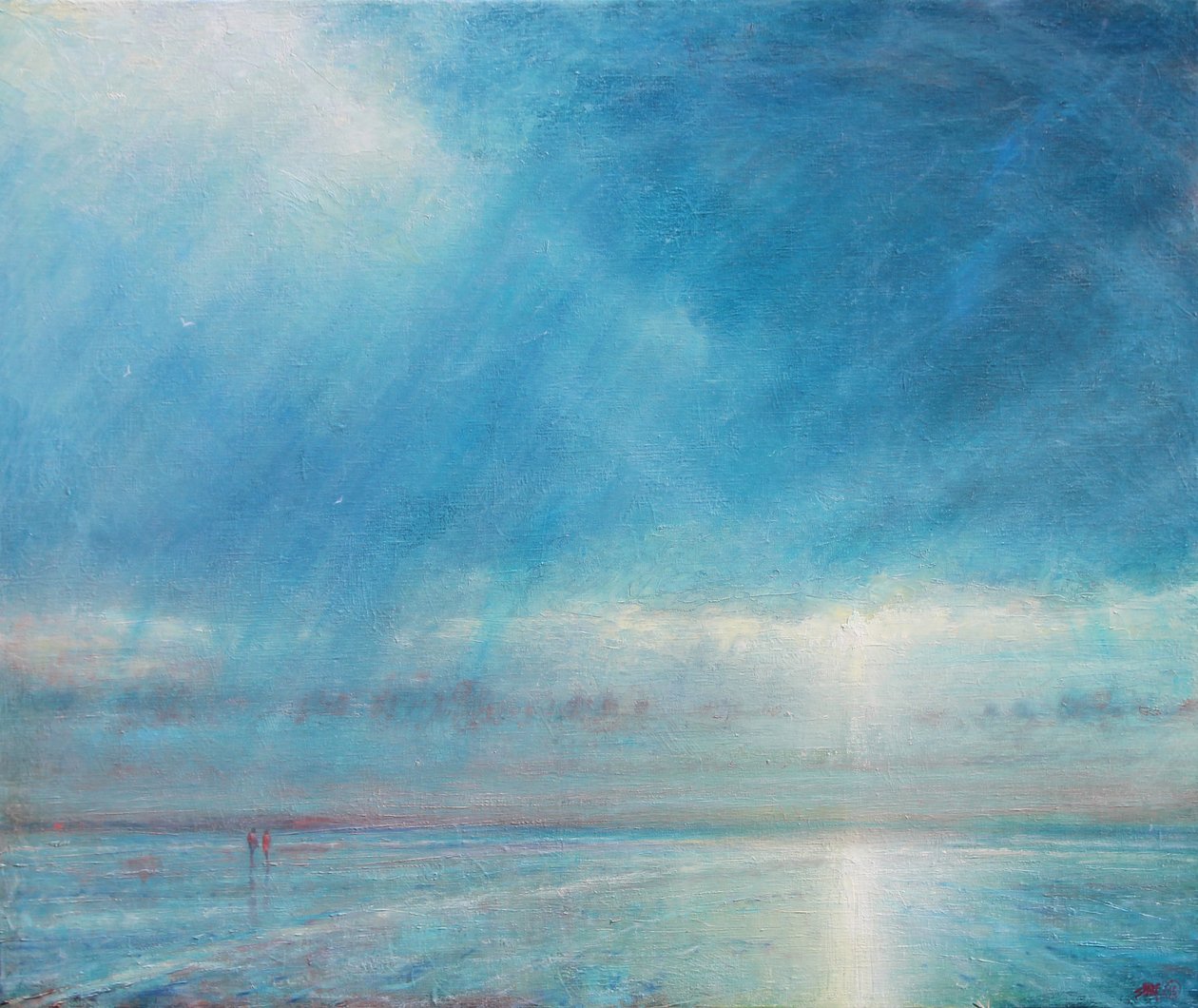 Rainstorm Over Holkham Beach, 2018 (öljy kankaalle) tekijältä Derek Hare