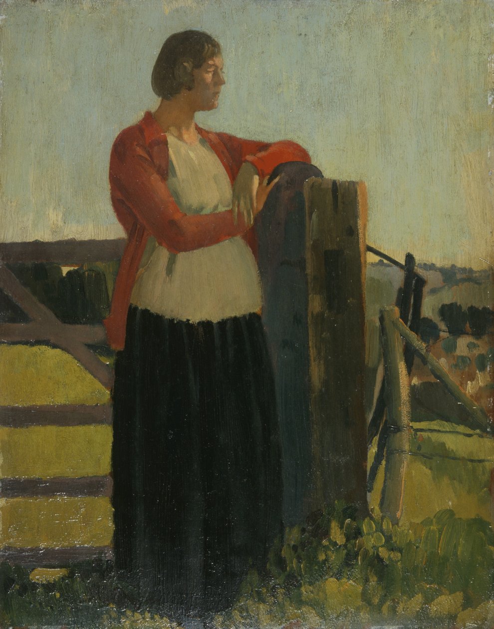 Lyndra, Auringonlasku, Aldbourne (öljy paneelille) tekijältä Derwent Lees