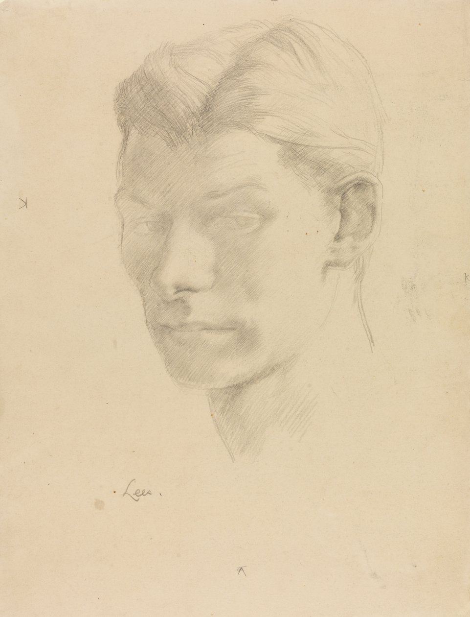 Miehen muotokuva, noin 1906-08 (lyijykynä paperille). tekijältä Derwent Lees