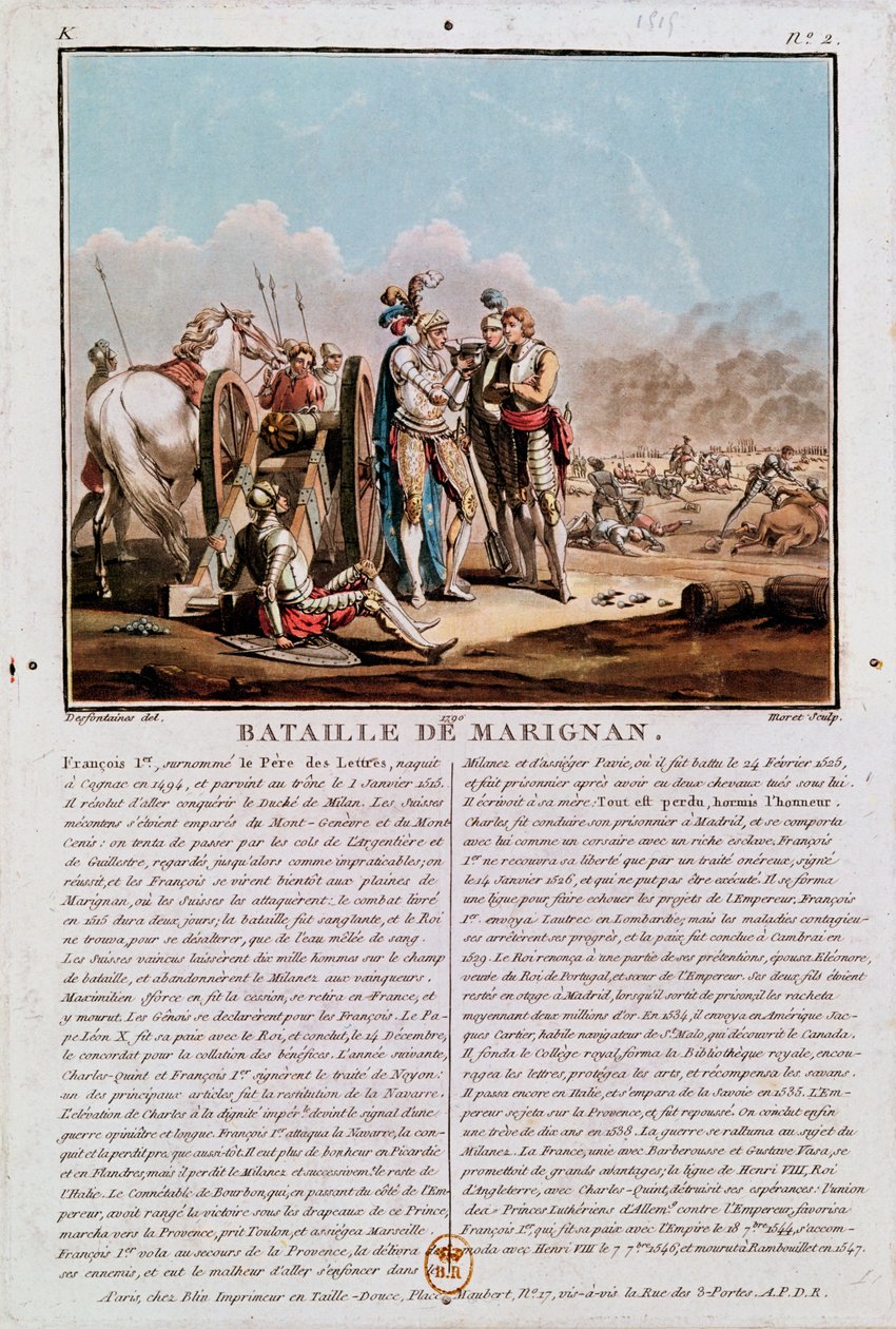 Marignanin taistelun jakso, 14. syyskuuta 1515, 1790 tekijältä Desfontaines