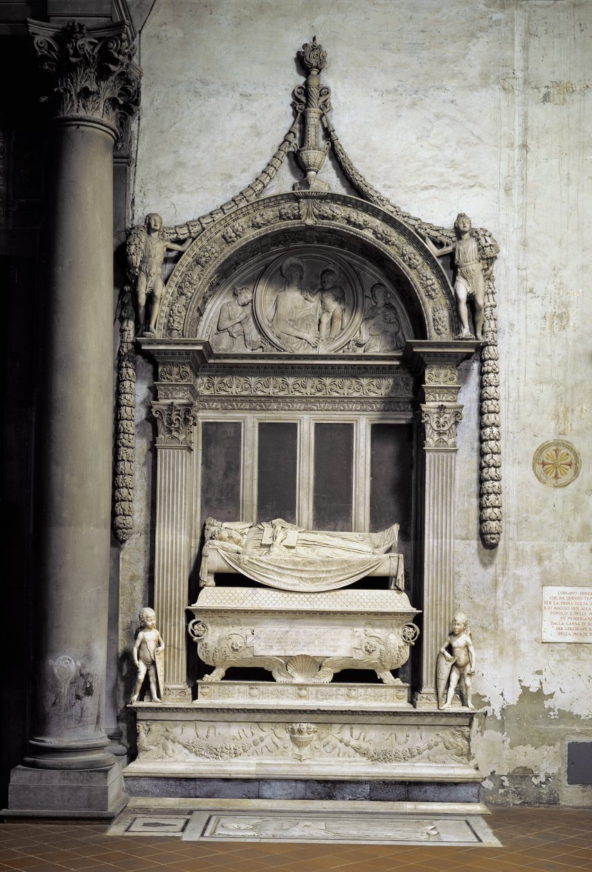 Carlo Marsuppinin hauta (k.1453) 1453-55 (marmori) tekijältä Desiderio da Settignano