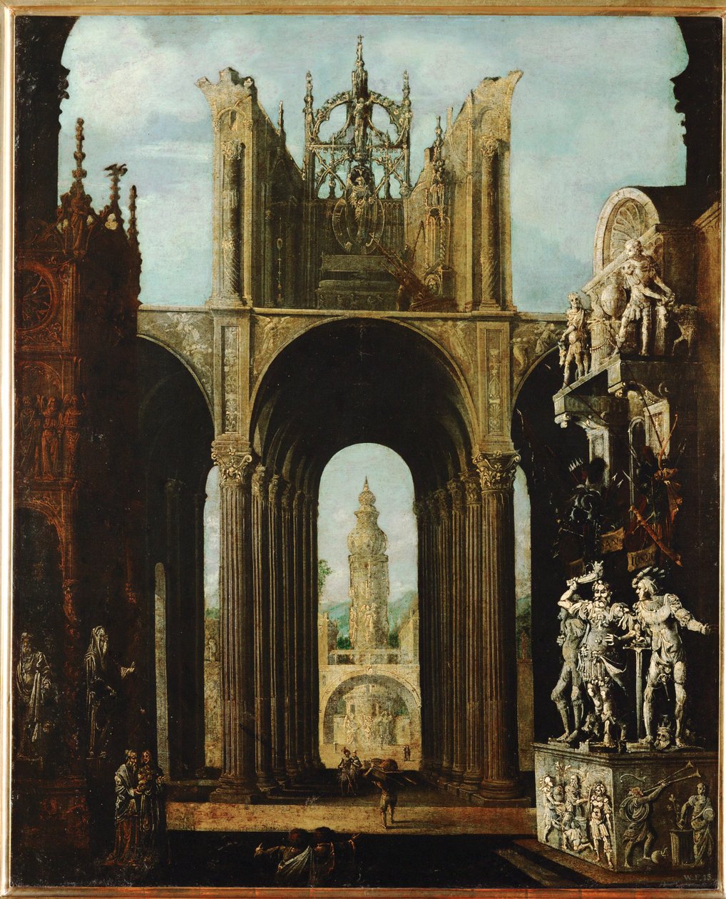 Kuvitteellinen arkkitehtuuri (öljy kankaalle) tekijältä Desiderio Monsu