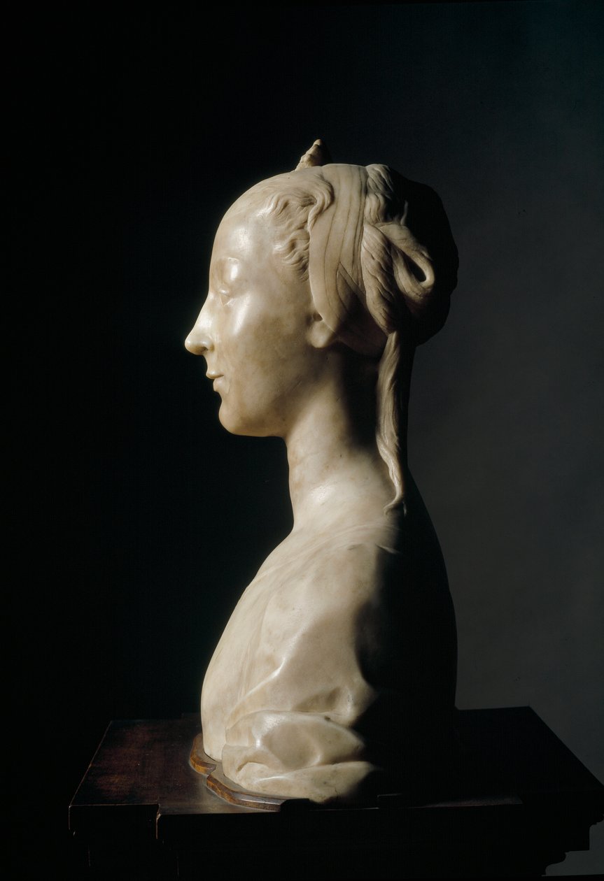 Nuoren naisen rintakuva Marmoriveistos Desiderio da Settignano (n. 1430-1464) Halkaisija 146 cm Firenze, Bargellon kansallismuseo tekijältä Desiderio da Settignano