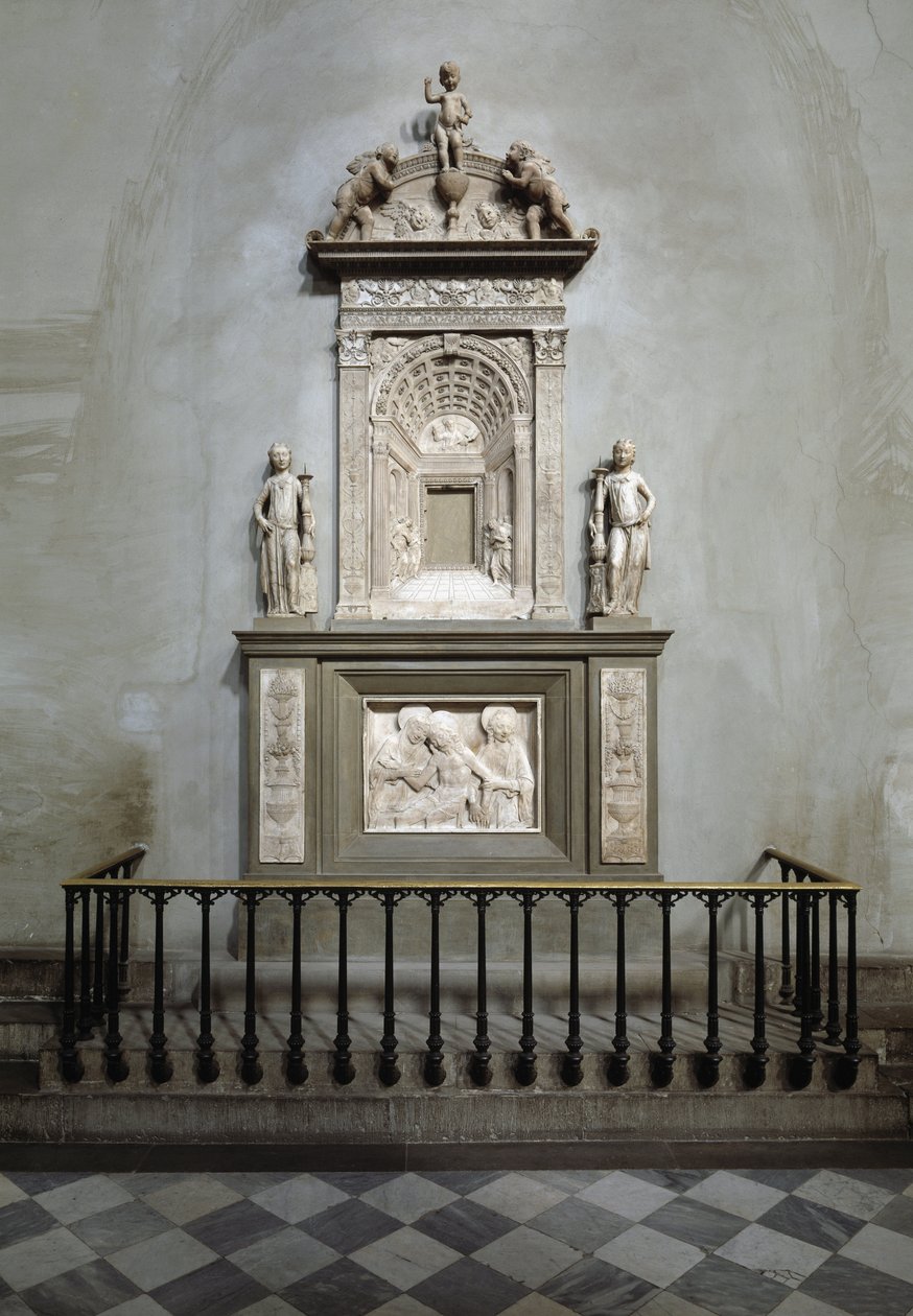 Desiderio da Settignanon (n. 1430-1464) marmoritabernaakkeli (Sakramenttialttari, marmoritabernaakkeli) 1461 Firenze, San Lorenzon kirkko (pyhän Laurentiuksen kirkko) Italia tekijältä Desiderio da Settignano