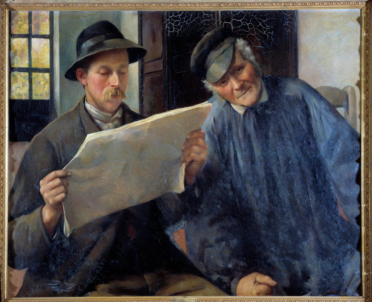 Uutiset Lehden lukeminen. Desire Lubinin (1854-1929) maalaus 1900-luvun Orleansin museo des Beaux Arts tekijältä Desire Lubin