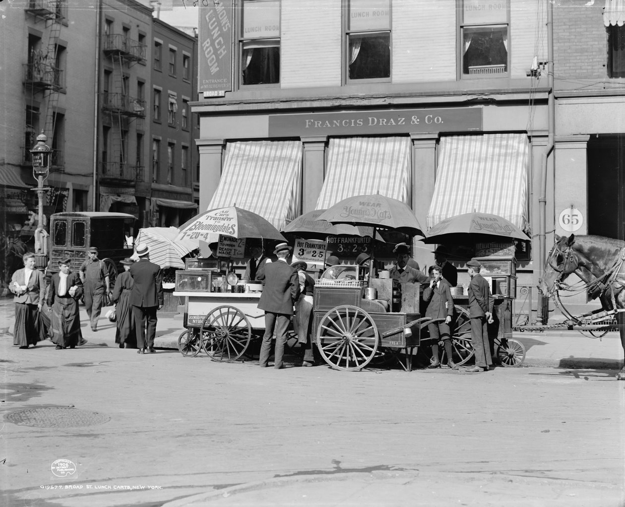 Broad St. lounasvaunut, New York, N.Y., noin 1906. tekijältä Detroit Publishing Co.