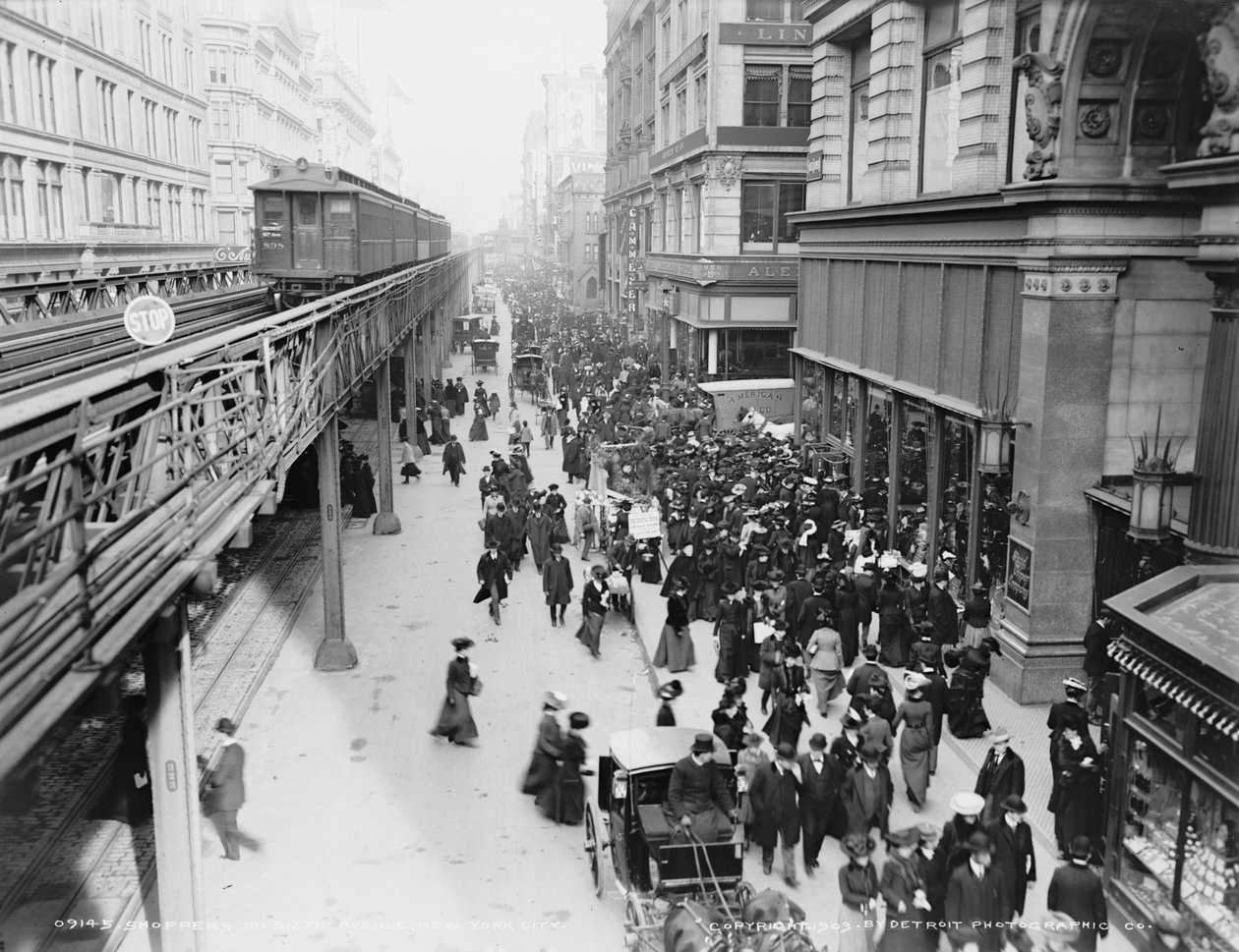 Shoppers on Sixth Avenue, New York City, n. 1903 tekijältä Detroit Publishing Co.