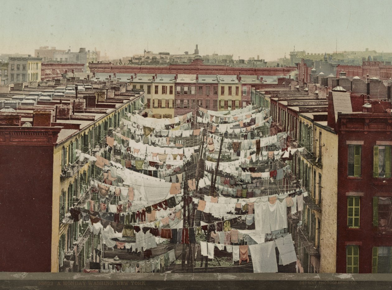 Maanantaipesu, New York, noin 1900 tekijältä Detroit Photographic Co.