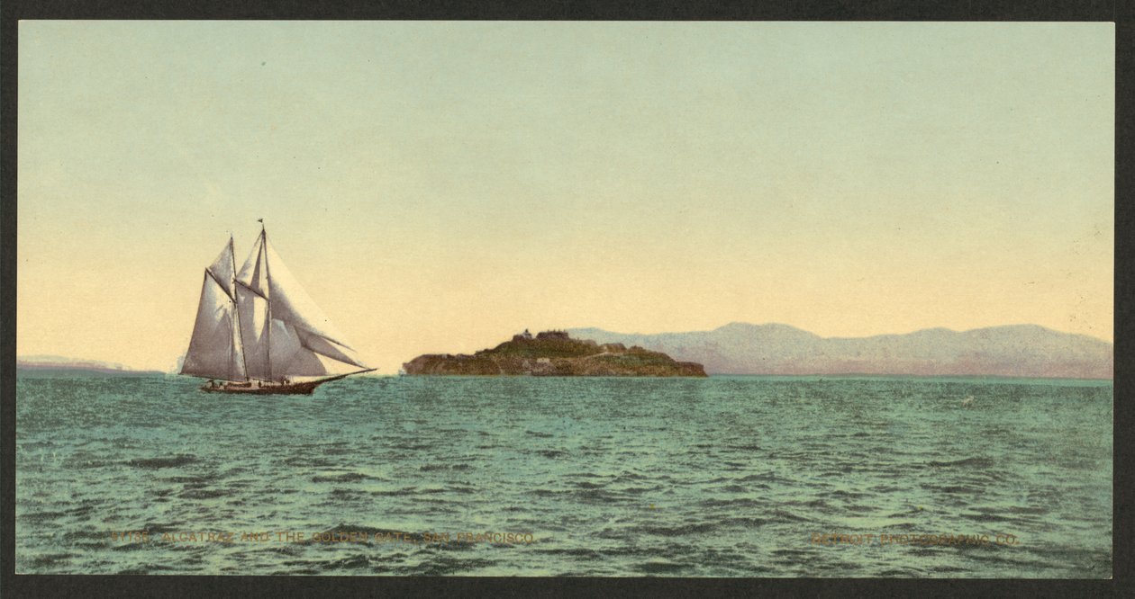 Alcatraz ja Golden Gate, San Francisco tekijältä Detroit Photographic Co.