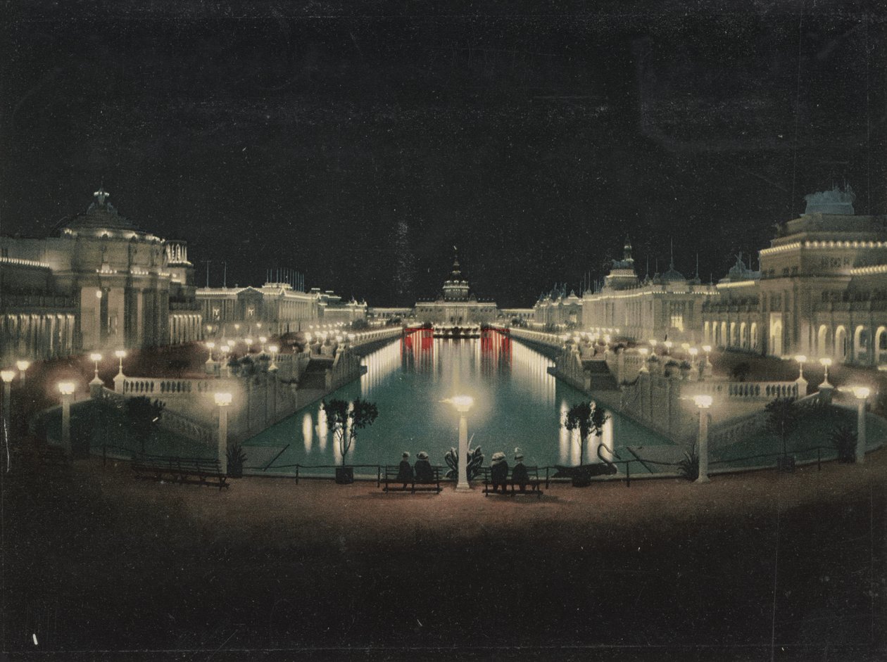 Grand Court valaistu, Trans-Mississippi Exposition, 1898 tekijältä Detroit Photographic Co.