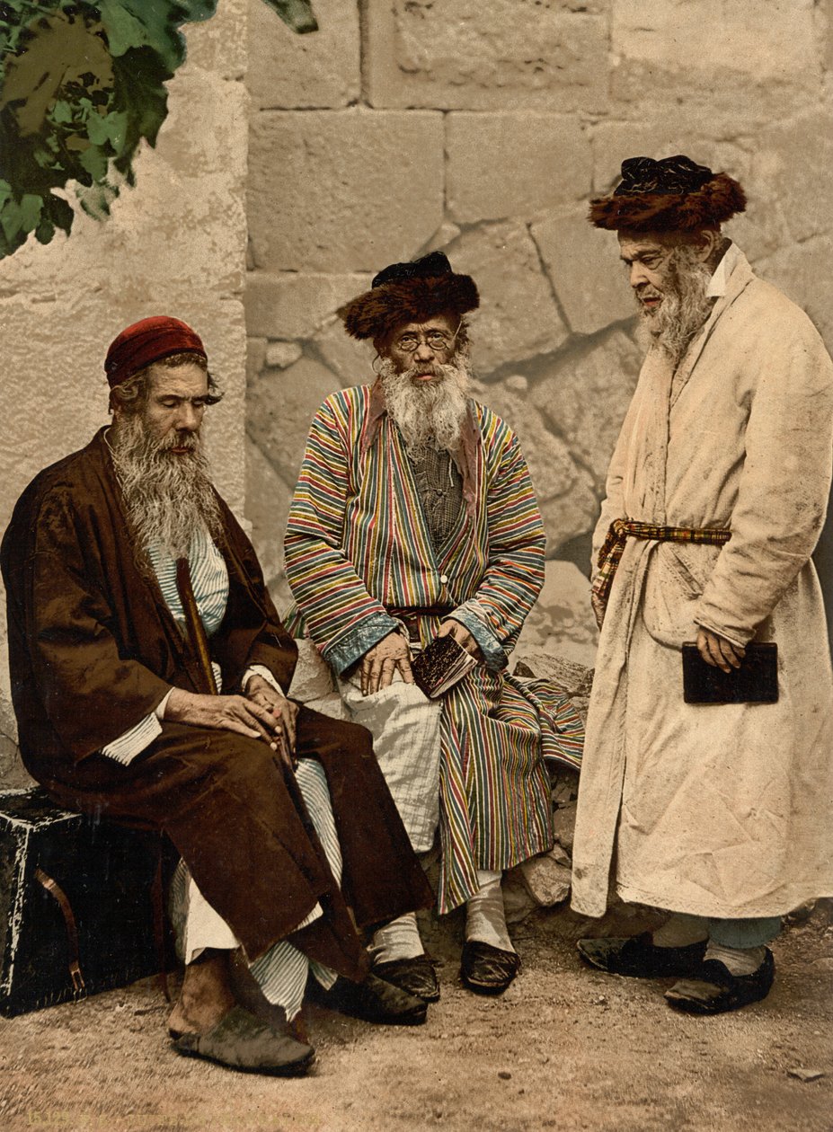 Juutalaisten tyypit Jerusalemissa, Pyhässä maassa, n. 1890 - n. 1900 (valokuvatulostus) tekijältä Detroit Photographic Co.