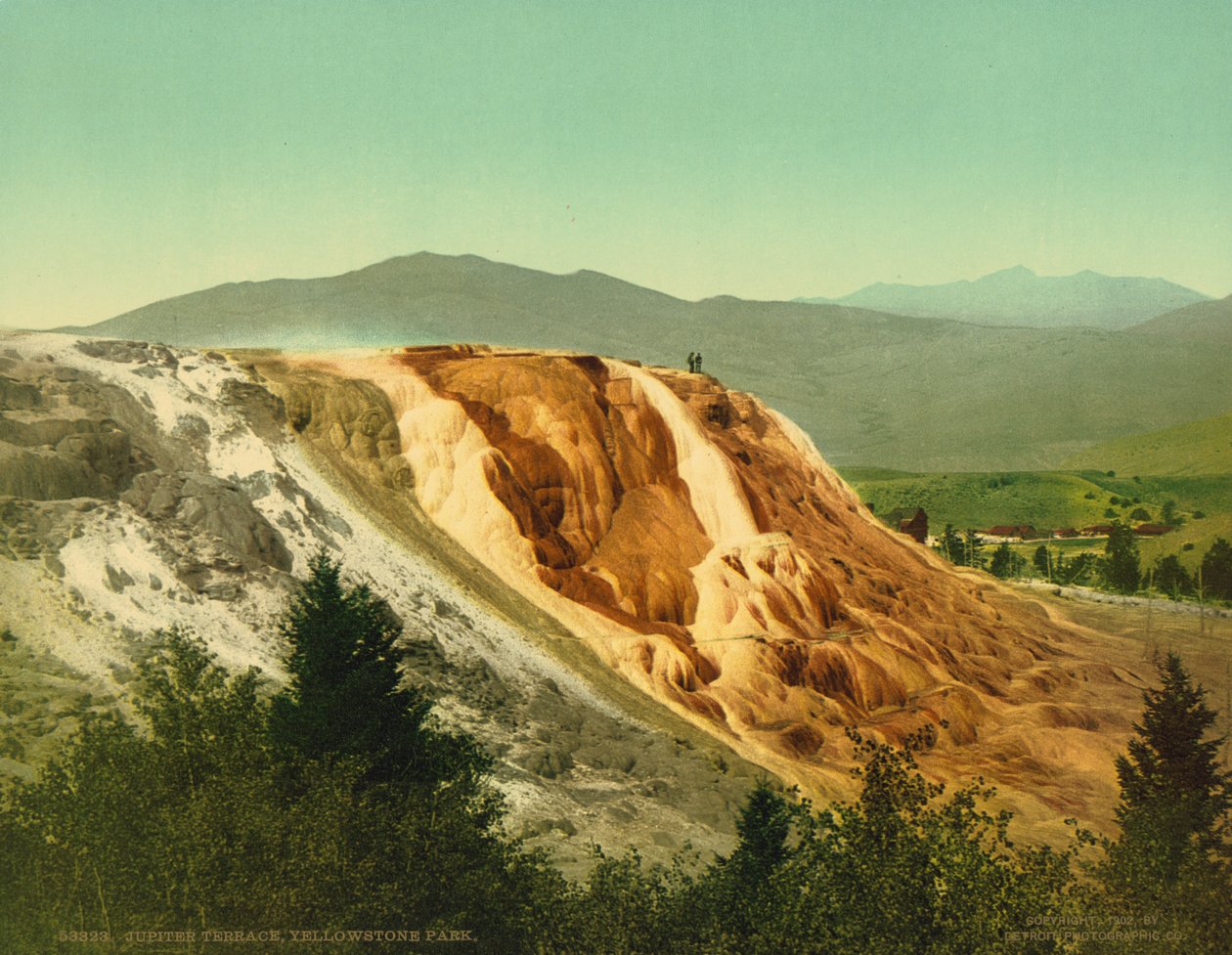 Jupiter Terrace, Yellowstone Park, noin 1902 (valokuvakromi) tekijältä Detroit Photographic Co.