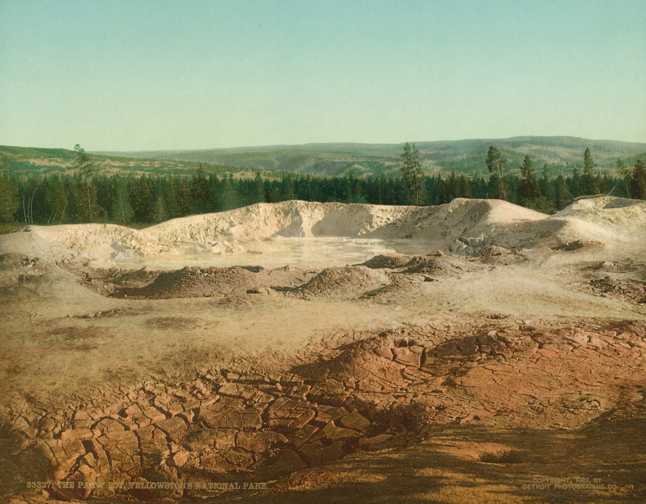 Maalipata, Yellowstonen kansallispuisto, noin 1902 (valokuvakromi) tekijältä Detroit Photographic Co.