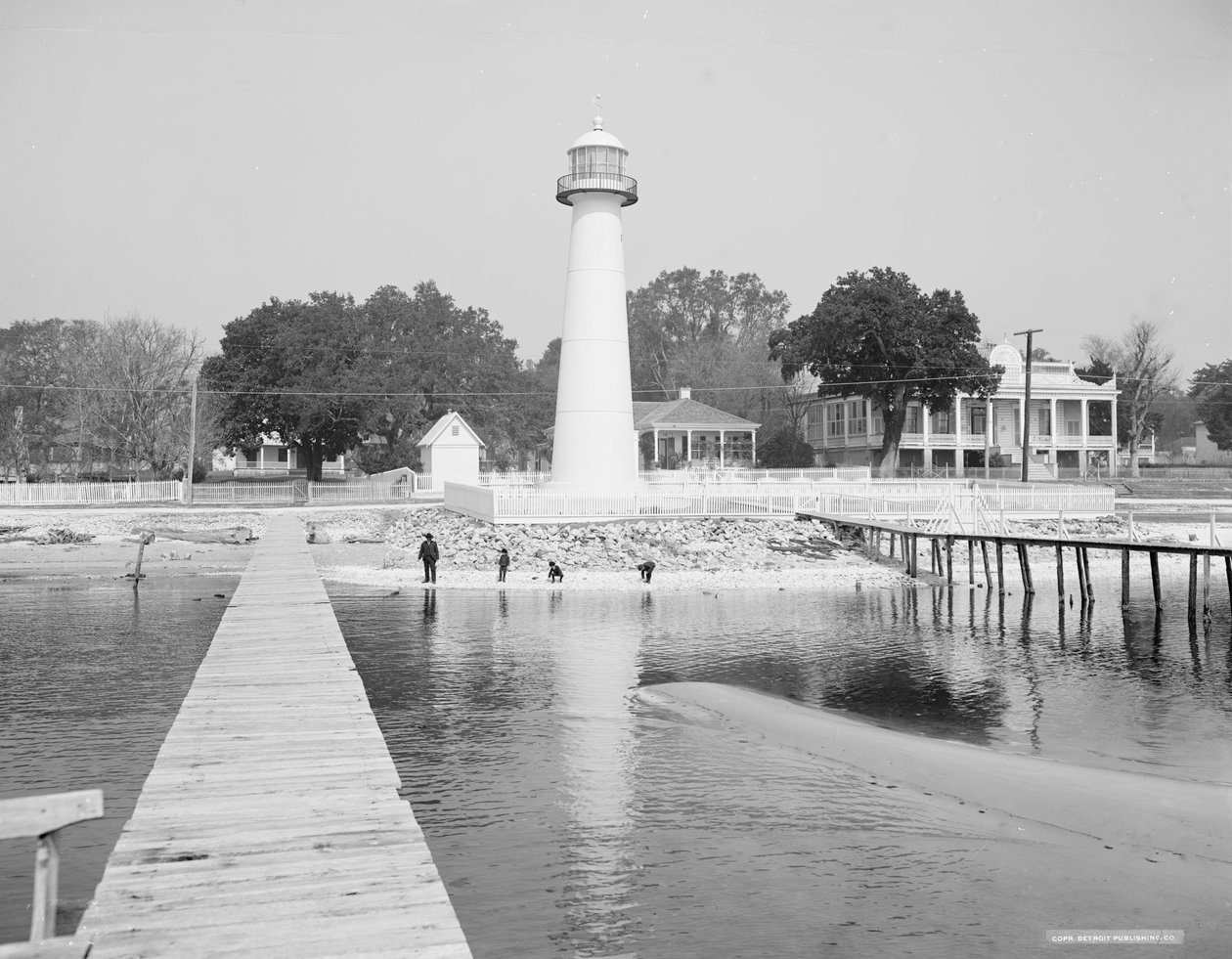 Biloxin majakka, Biloxi, Mississippi, USA, n. 1906 (b/w kuva) tekijältä Detroit Publishing Co.