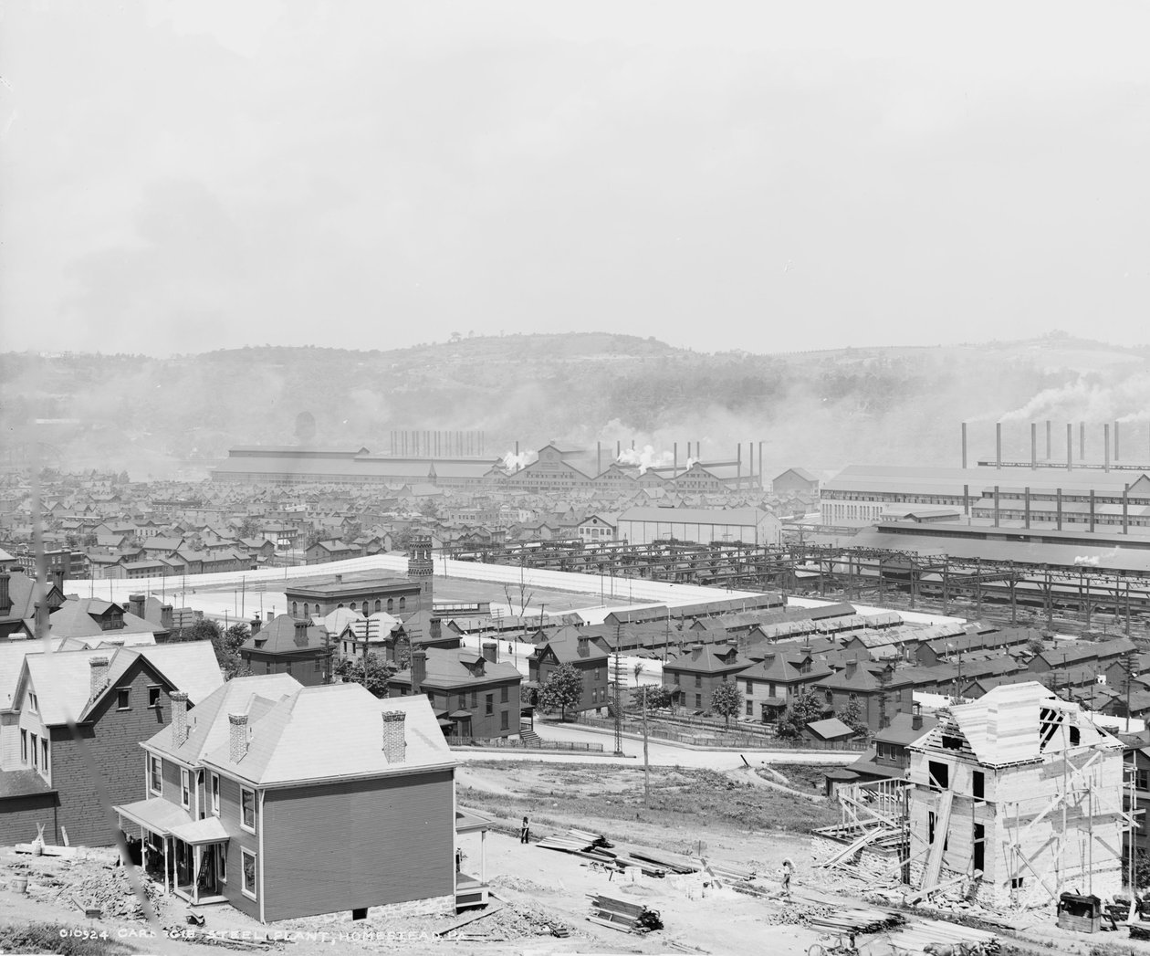 Carnegien terästehtaat, Homestead, Pennsylvania, noin 1905. tekijältä Detroit Publishing Co.