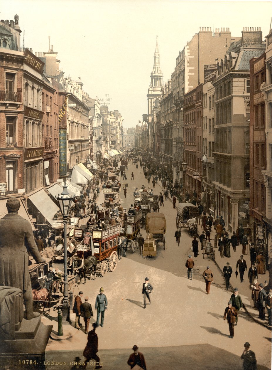 Cheapside, Lontoo, noin 1890-1900 tekijältä Detroit Publishing Co.