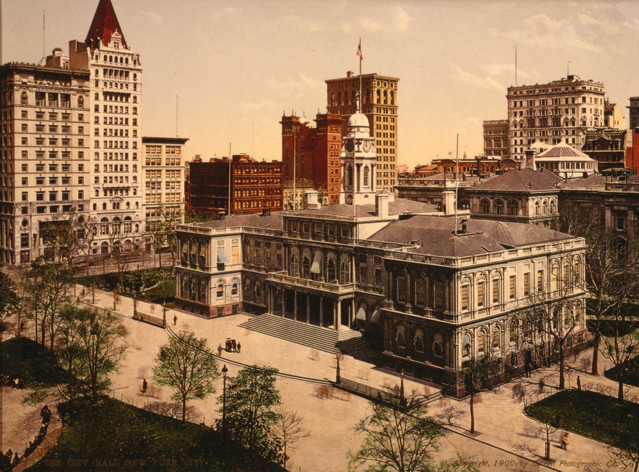 Kaupungintalo, New York City, USA, noin 1900 tekijältä Detroit Publishing Co.