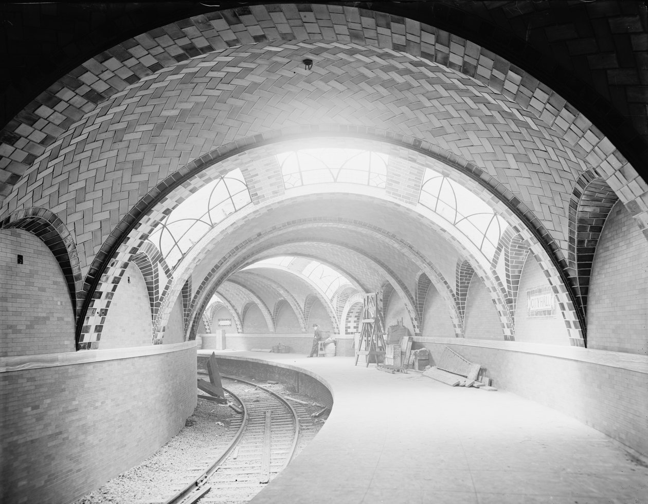 City Hall -metroasema, New York, n. 1904 (m/v kuva) tekijältä Detroit Publishing Co.