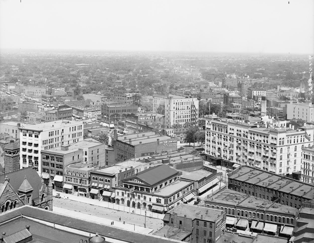 Detroit, Michigan, n. 1908 (m/w valokuva) tekijältä Detroit Publishing Co.