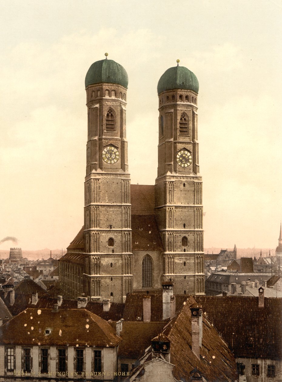 Frauenkirche, München, Baijeri, Saksa, Photochrome Print, n. 1900 tekijältä Detroit Publishing Co.