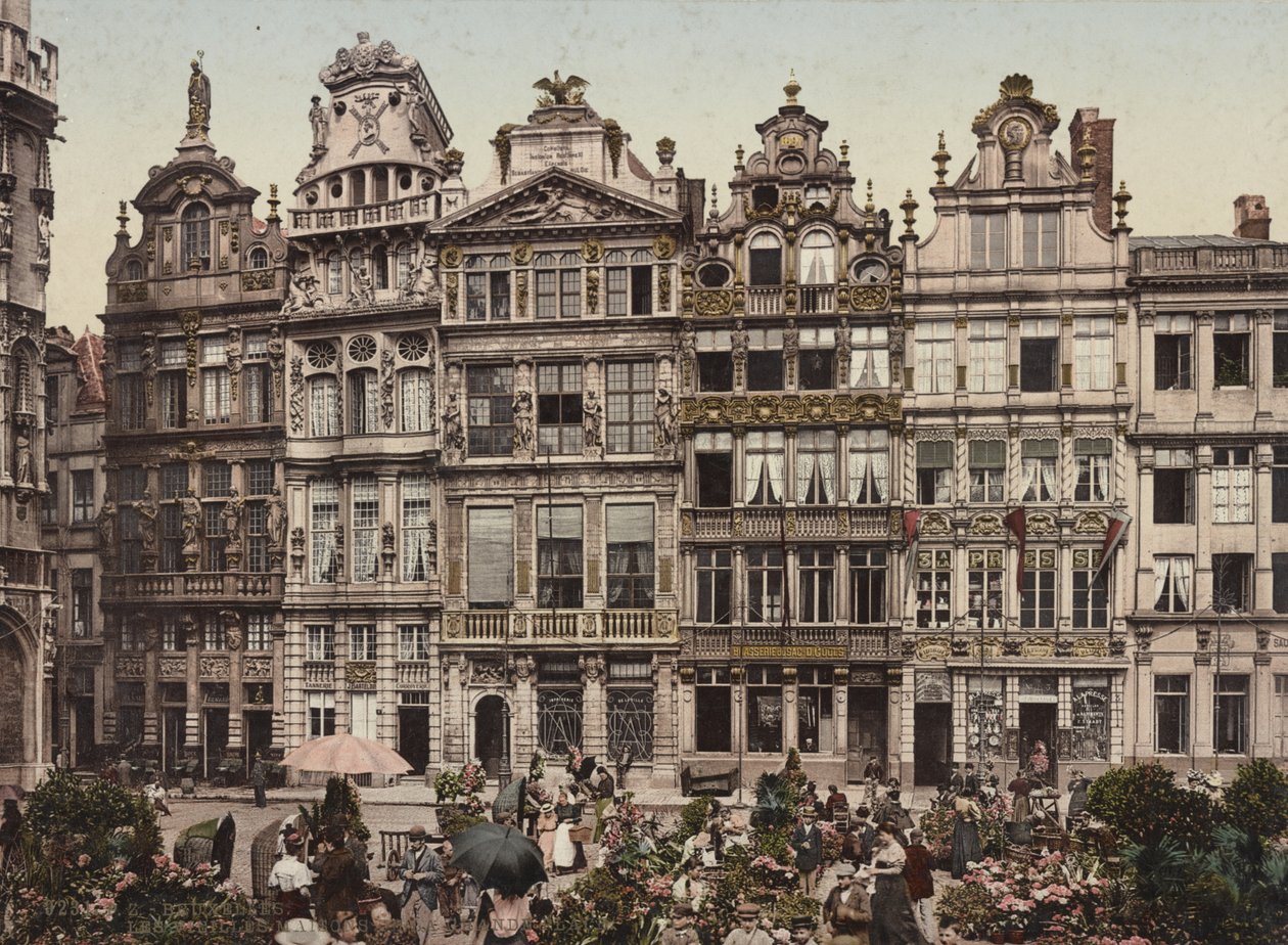 Grand Place, Bryssel, noin 1900 tekijältä Detroit Publishing Co.