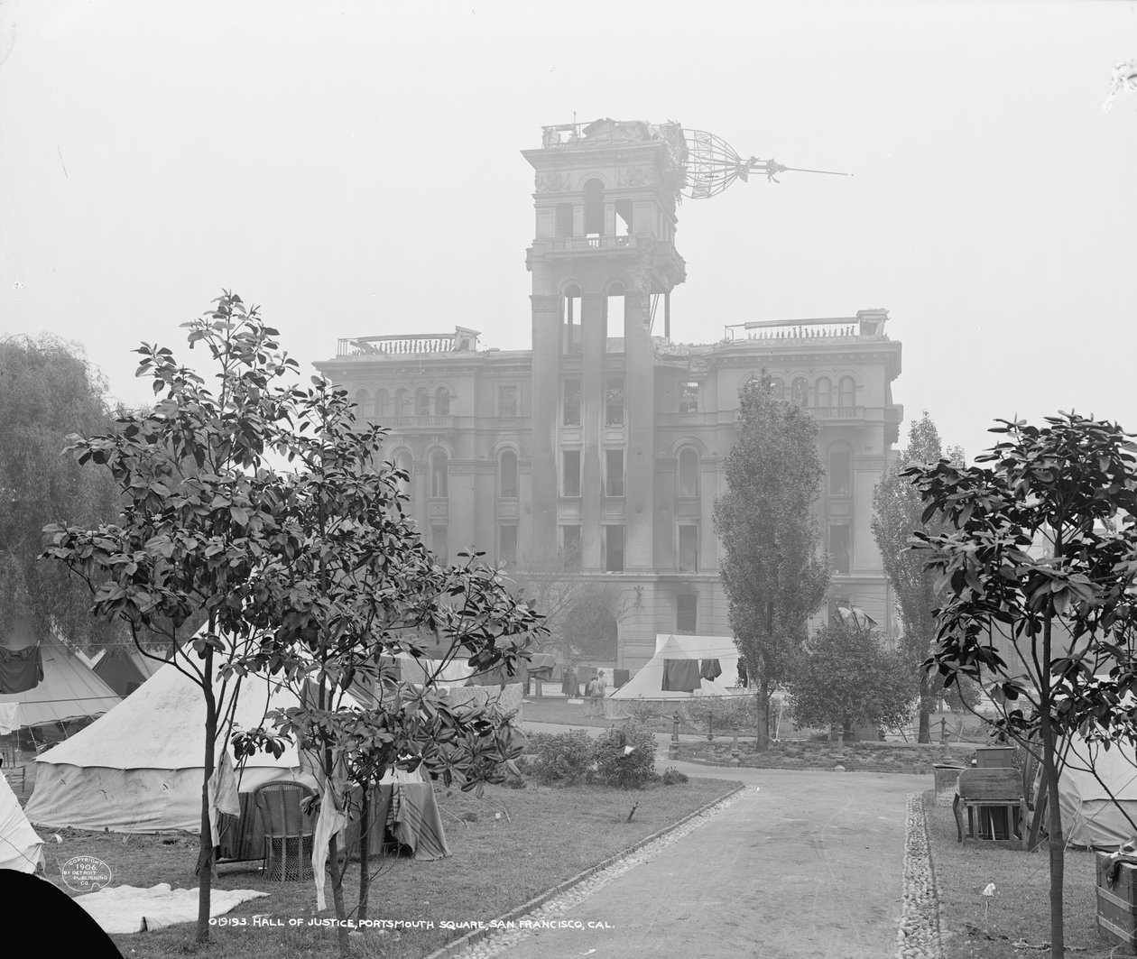 Saló de Justícia, Portsmouth Square, finlandès de San Francisco tekijältä Detroit Publishing Co.