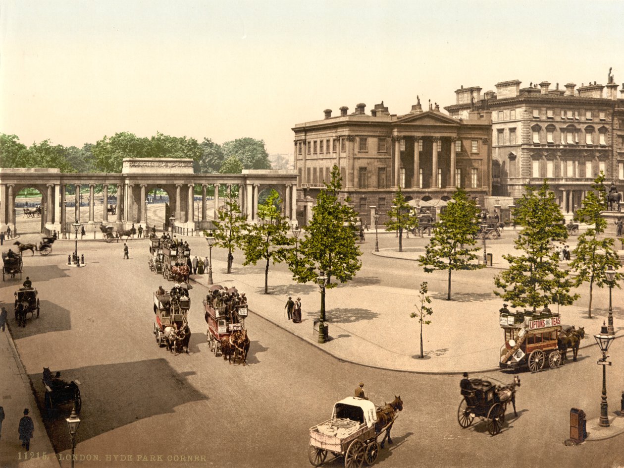 Hyde Park Corner, Lontoo, noin 1890-1900 tekijältä Detroit Publishing Co.