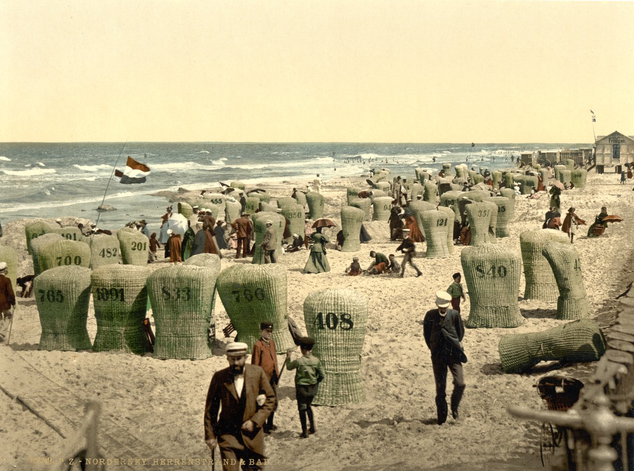 Miesten uimapaikka, Norderney, Saksa, n. 1900 (photochrom) tekijältä Detroit Publishing Co.