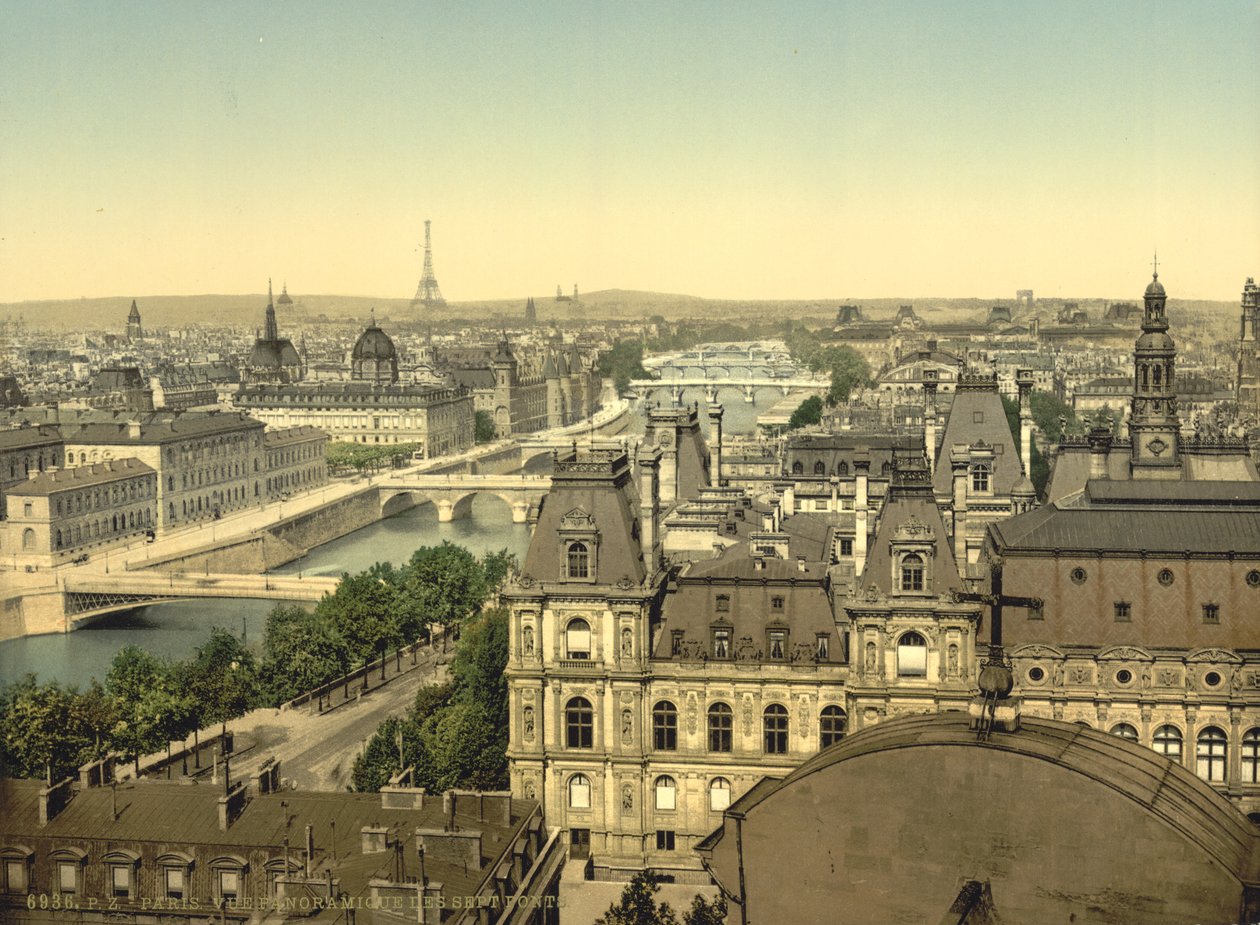 Panorama seitsemästä sillasta, Pariisi, noin 1890 tekijältä Detroit Publishing Co.