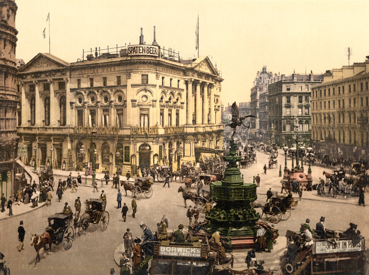 Piccadilly Circus, Lontoo, n. 1890-1900 tekijältä Detroit Publishing Co.