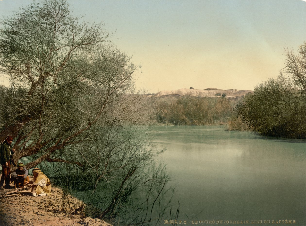 Kastepaikka, Jordanjoki, Pyhä maa, n.1890-1900 (valokuvakromi). tekijältä Detroit Publishing Co.