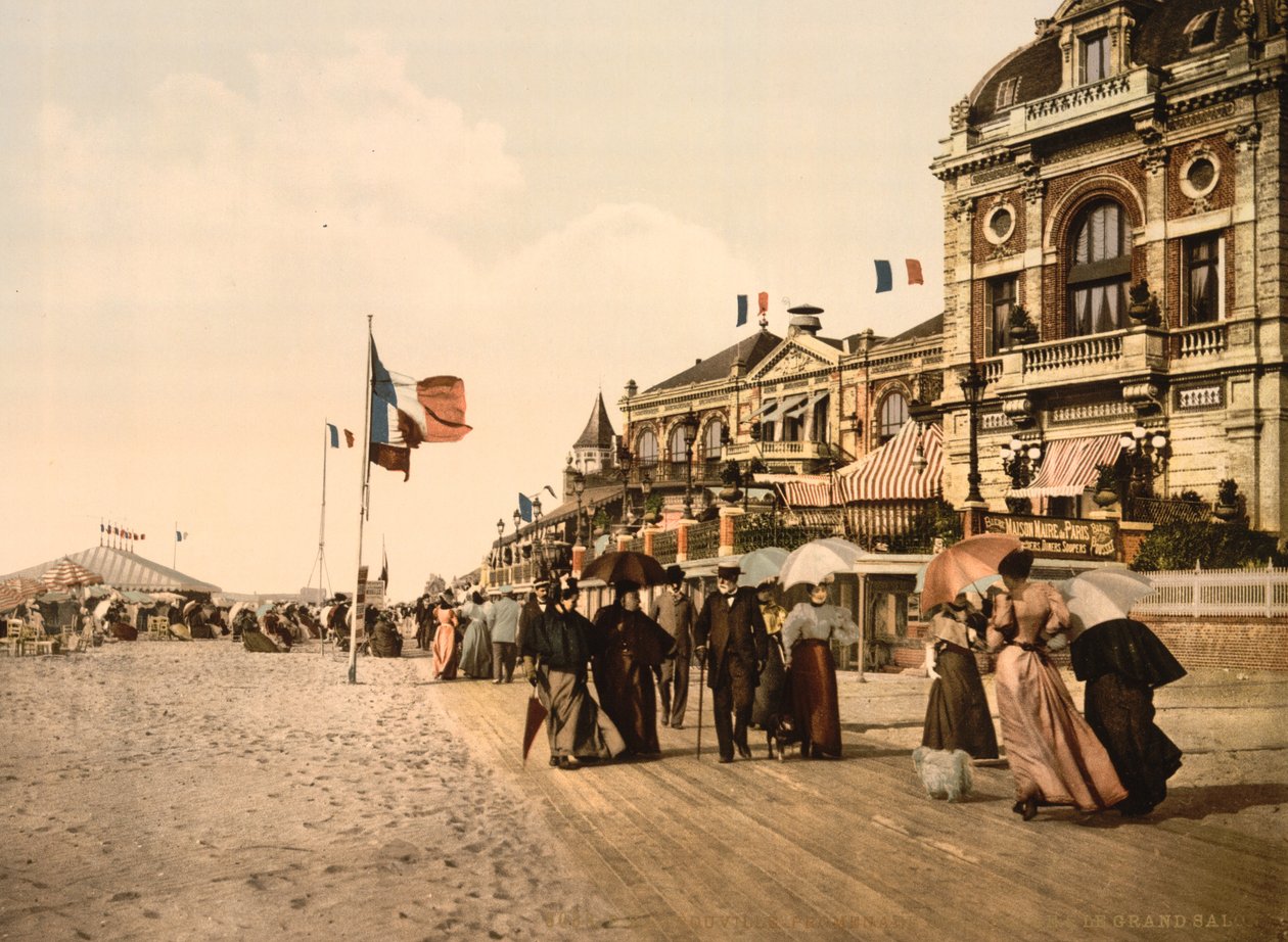 Promenade and Grand Salon, Trouville-sur-Mer, Ranska, n. 1905 (värillinen kuva) tekijältä Detroit Publishing Co.