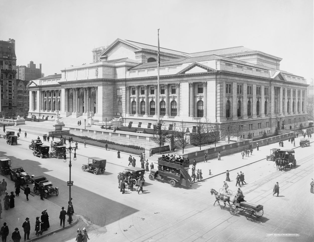 Public Library Building, New York City, USA, noin 1915 tekijältä Detroit Publishing Co.
