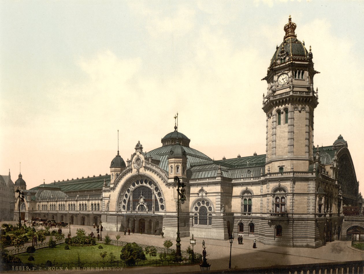 Rautatieasema, Köln, Saksa, noin 1900 tekijältä Detroit Publishing Co.