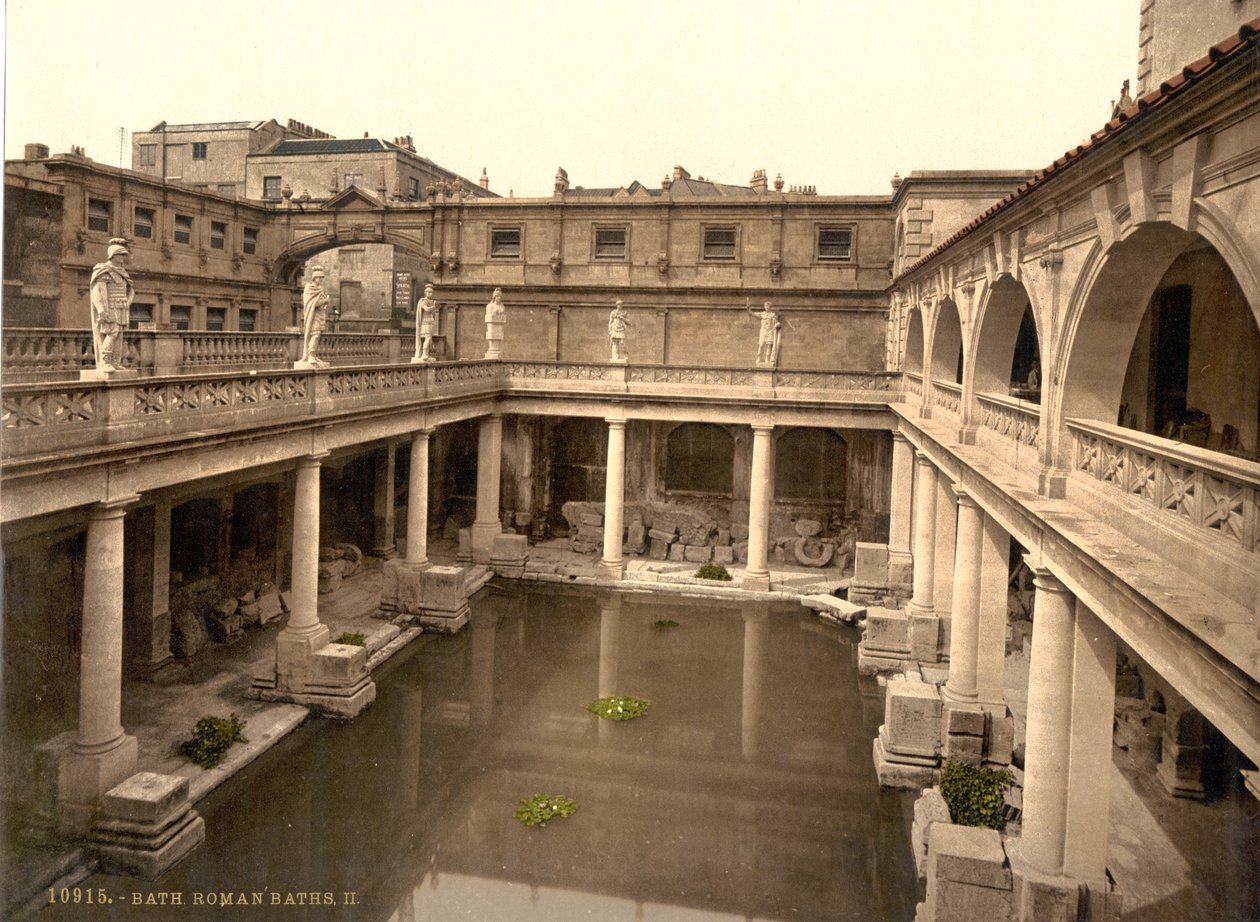 Roomalaiset kylpylät ja luostari, Bath, n.1890-1900 (valokuvakromipaino). tekijältä Detroit Publishing Co.
