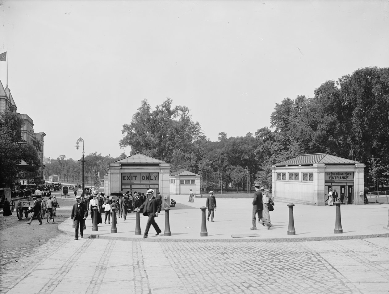 Metron sisään- ja uloskäynti, Boston Common, Boston, Massachusetts, USA, n. 1900 tekijältä Detroit Publishing Co.