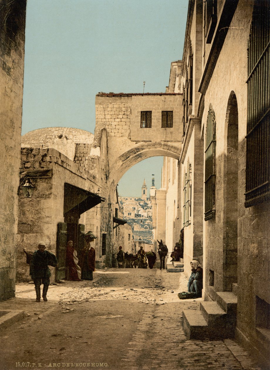 Ecce Homon kaari, Jerusalem, Pyhä maa, n.1890-1900 (valokuvakromi). tekijältä Detroit Publishing Co.