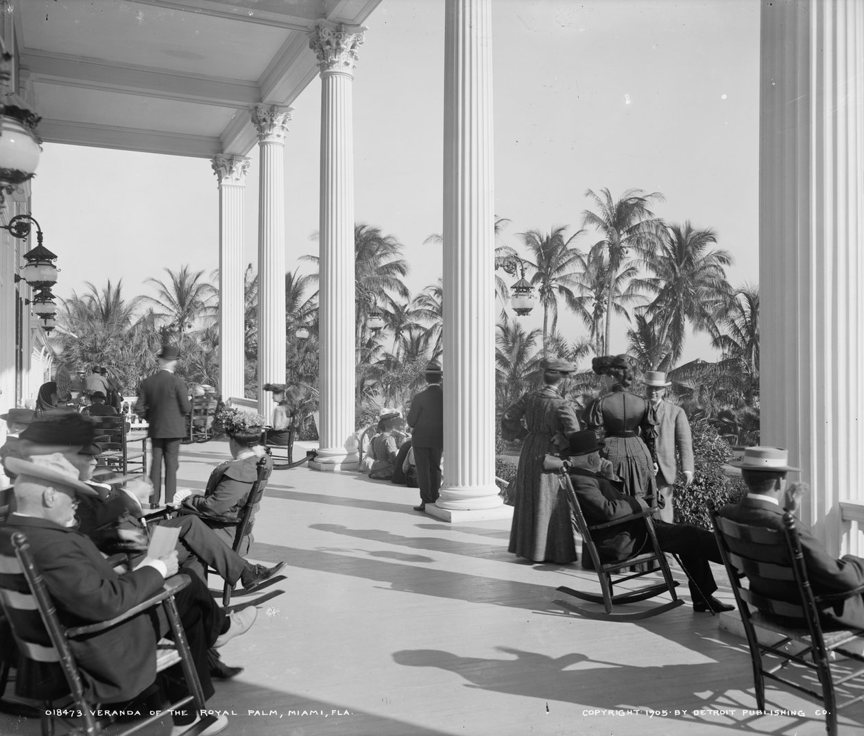 Hotel Royal Palmin veranta, Miami, Florida, n. 1905 tekijältä Detroit Publishing Co.