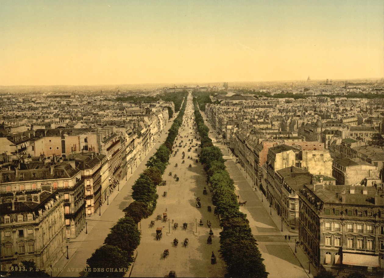 Avenue des Champs-Élysées, Pariisi, n. 1890-1900 (photochrom) tekijältä Detroit Publishing Co.