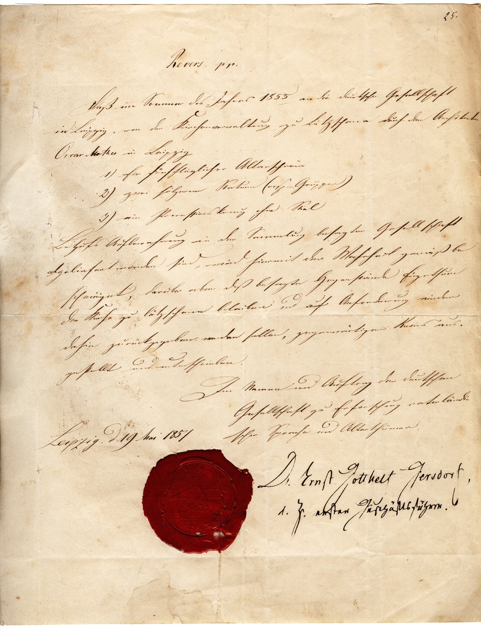 Isänmaallisen kielen ja muinaismuistojen tutkimuksen seuran kääntölehti Lützschenan seurakunnan osalta 19.05.1857. tekijältä Deutsche Gesellschaft zu Erforschung vaterländischer Sprache und Alterthümer
